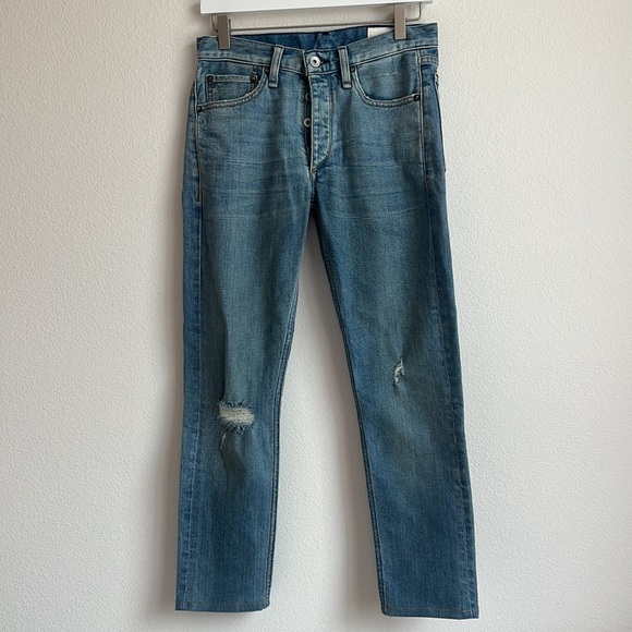 Rag & bone Fit 1 Low-Rise Fire Island Extra Slim Fit Light Indigo Jeans - Picture 6 of 16